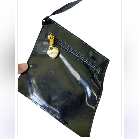 Moschino Vintage 90s Redwall Black Patent And Mesh Tote Bag Ex Large Italy - Picture 8 of 14